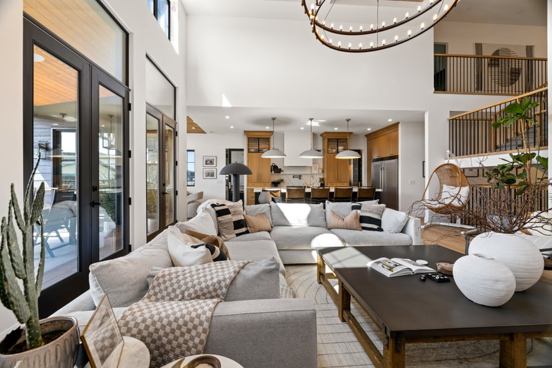 Living room and kitchen viewed from the upper loft